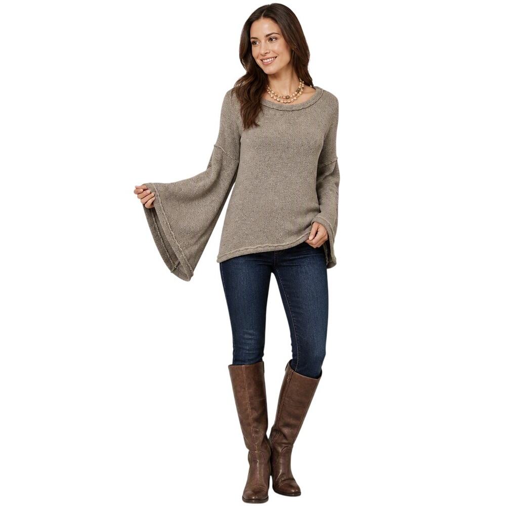 EUC - Sundance Mountain Retreat Brown Bell Sleeve Wool Blend Sweater